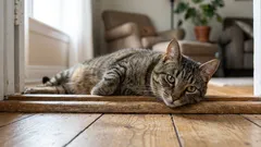 A cat lies in the doorway not to get in your way — a simple explanation